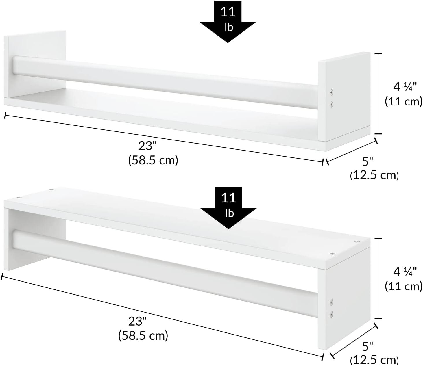 Ballucci Rigga 16" Floating Shelves with Front Bar (Set of 2)