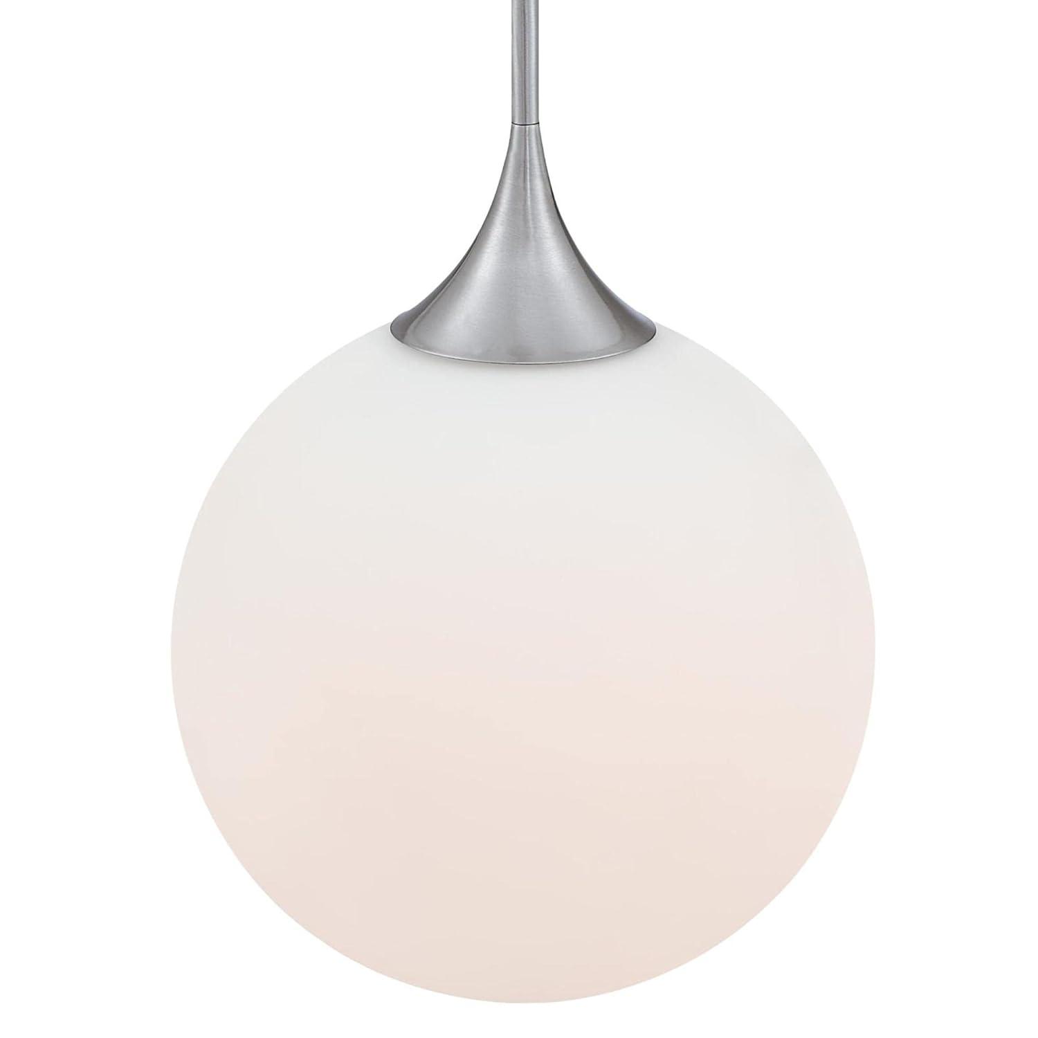 Brushed Nickel LED Pendant Light with Frosted Glass Globe
