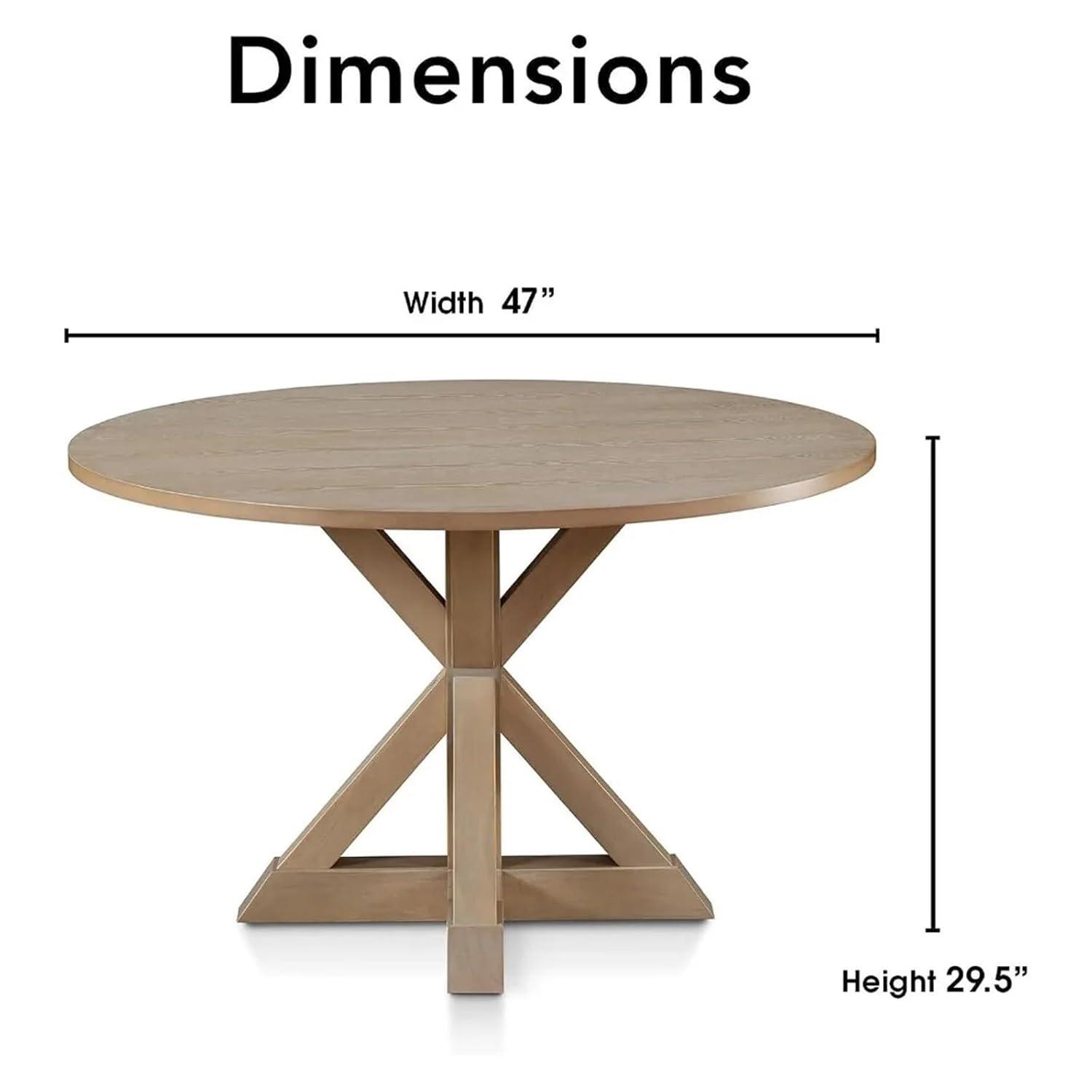 Finch Alfred Round Solid Wood Rustic Dining Table