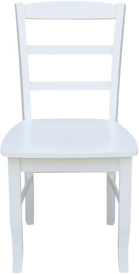 3pc Dining Table with 2 Ladderback Chairs White/Natural – International Concepts: Solid Wood, Square, Non-Extension