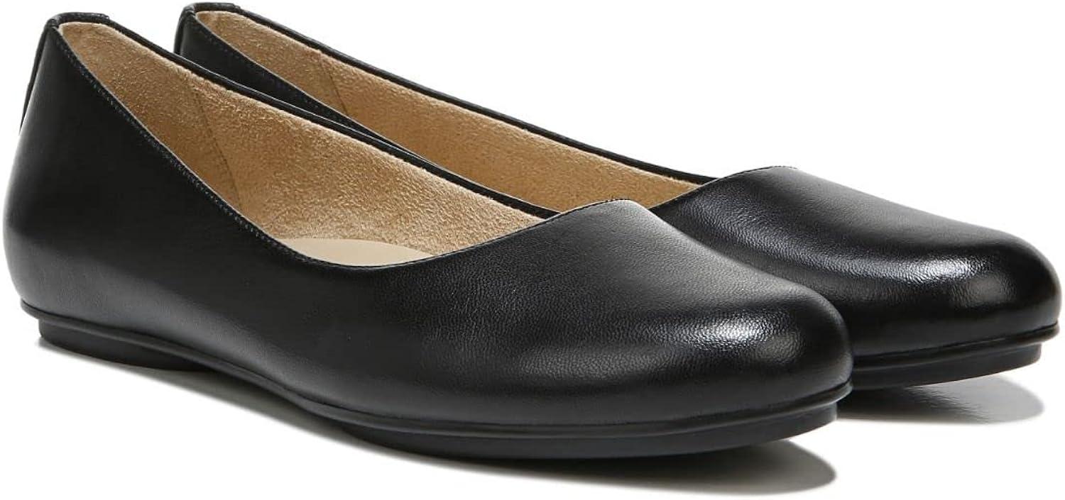 Maxwell 7.5 Black Leather Ballet Flat with Advanced Cushioning