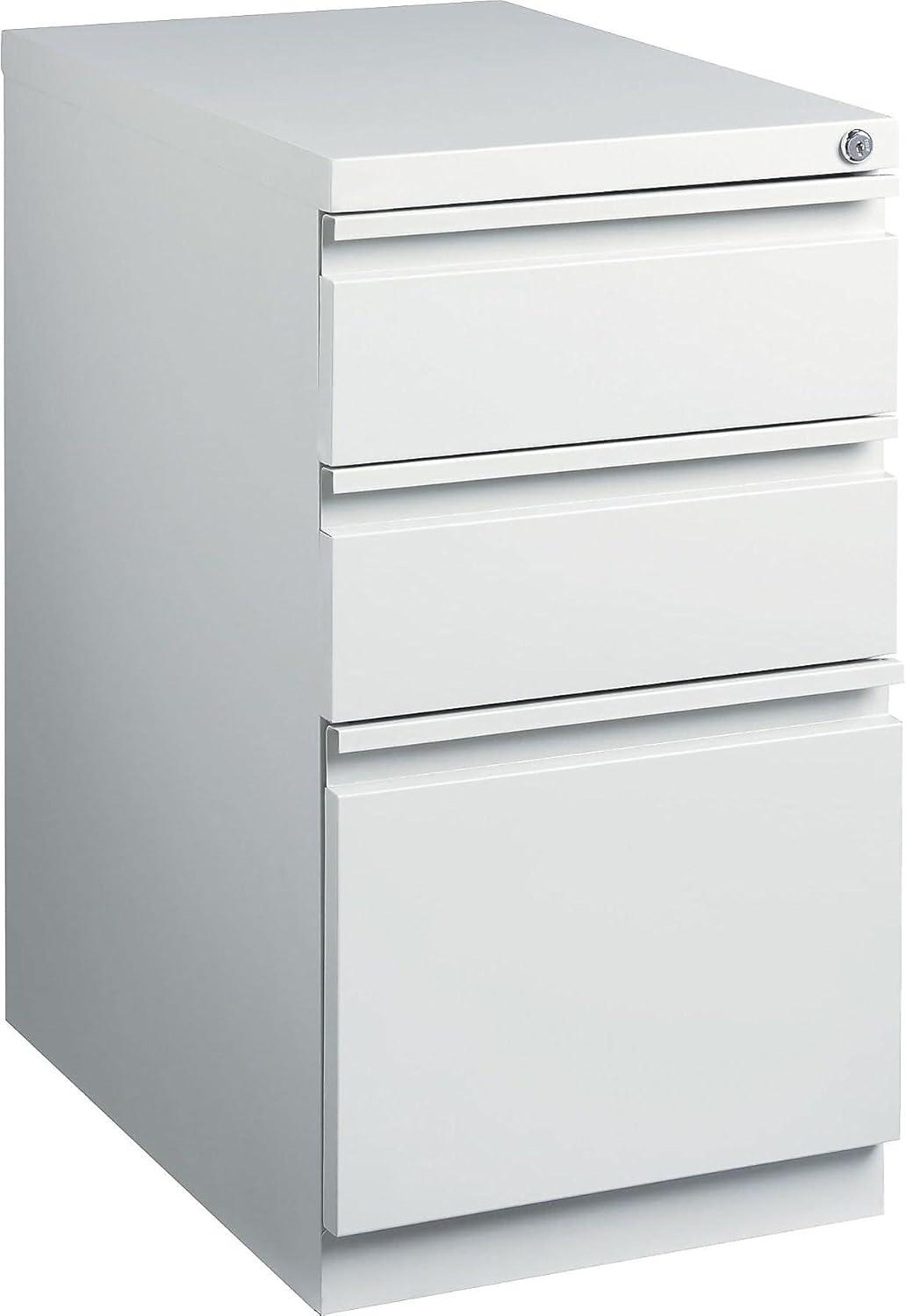 Light Gray Metal 3-Drawer Locking Vertical File Cabinet