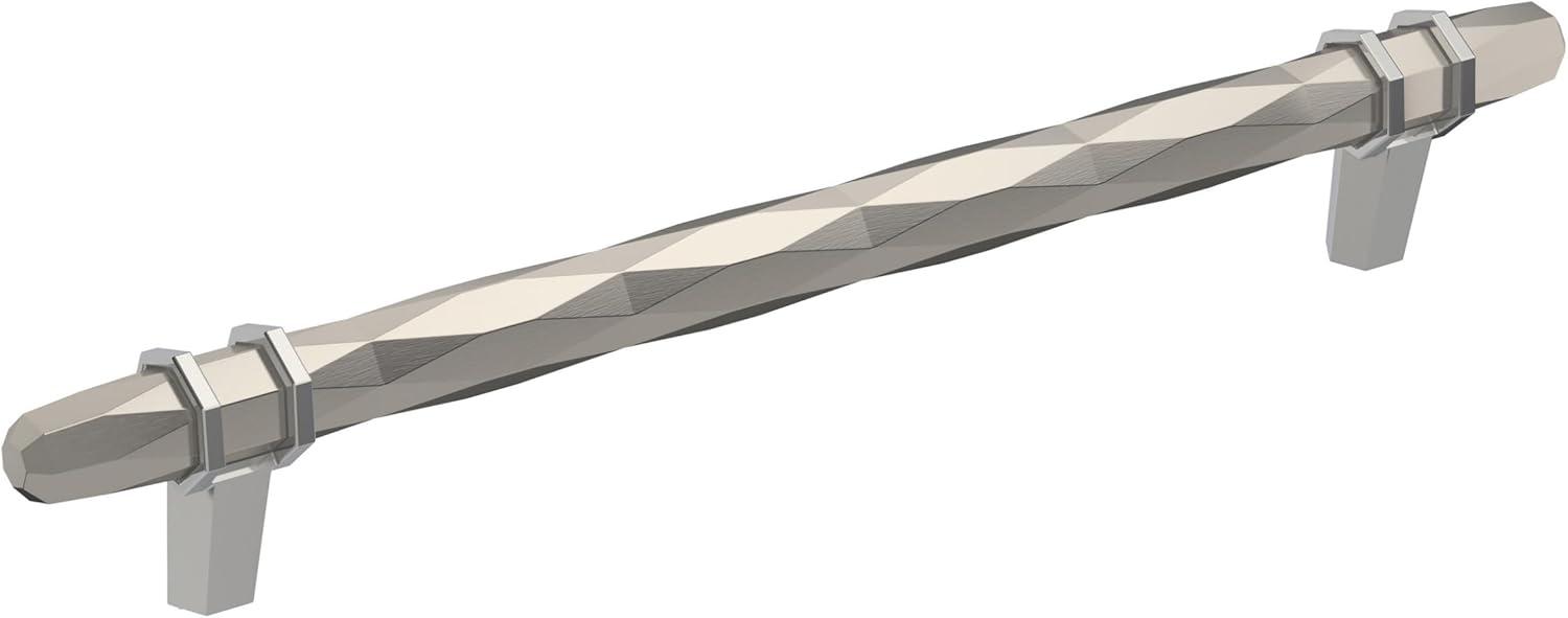 Amerock London 8 inch (203mm) Center-to-Center Satin Nickel/Polished Chrome Cabinet Pull