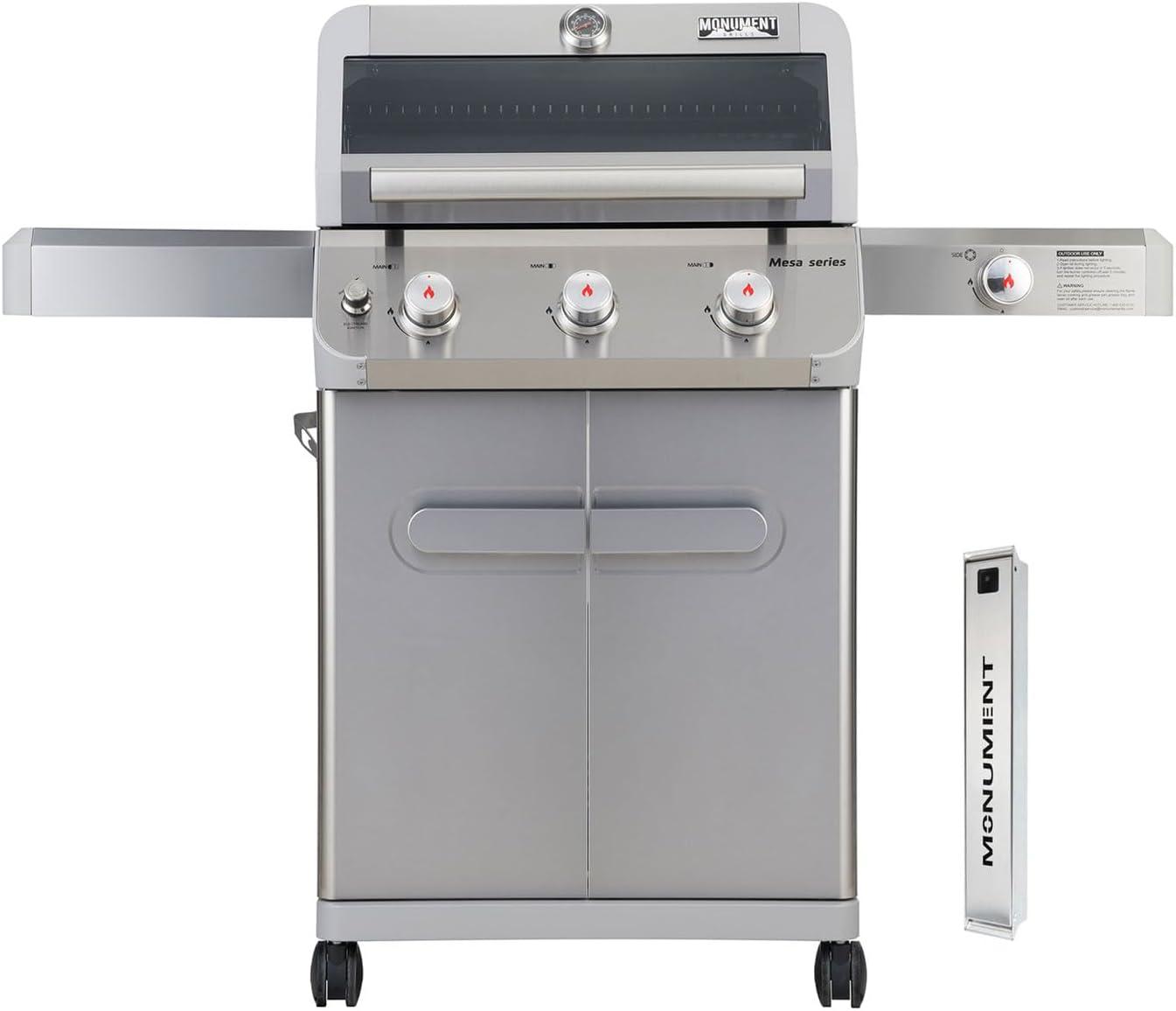 Monument Grills Mesa Series3-Burner 48000 BTU Propane Gas Grill with 1 Side Burner