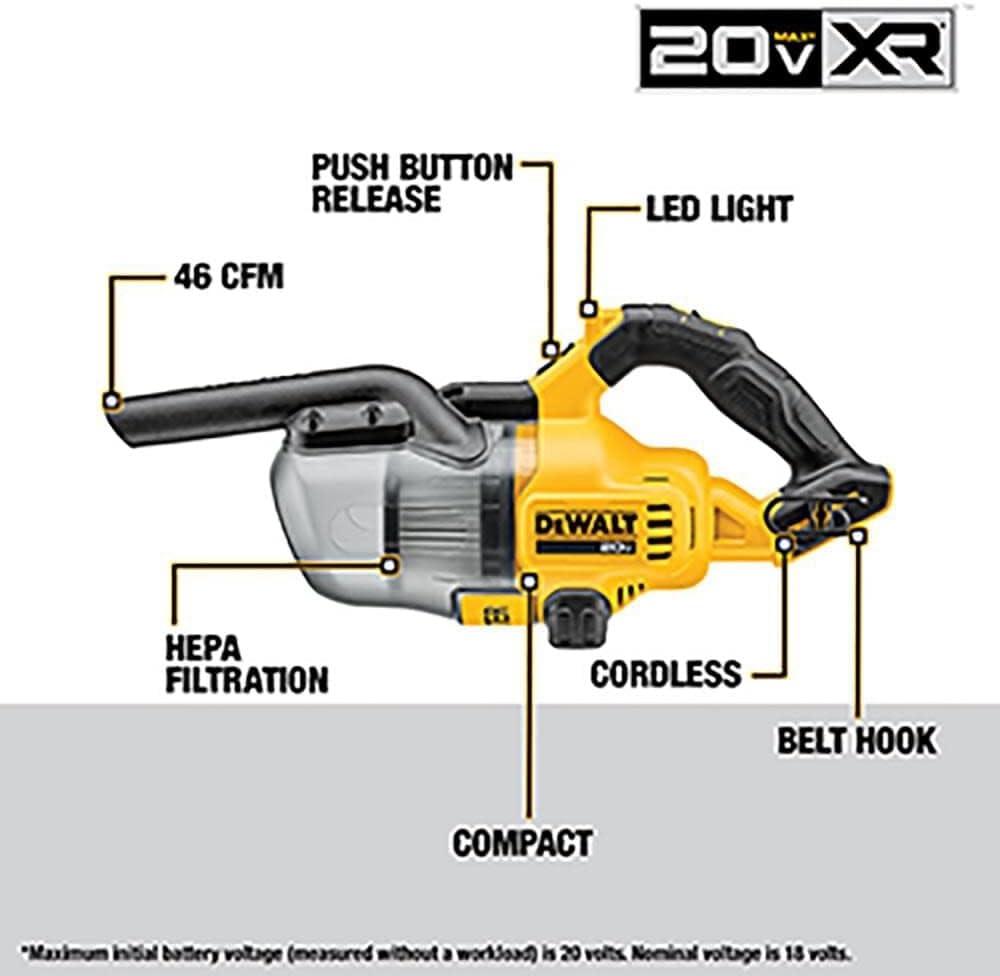 DEWALT 20V Cordless Vacuum Cleaner - Easy Empty Canister