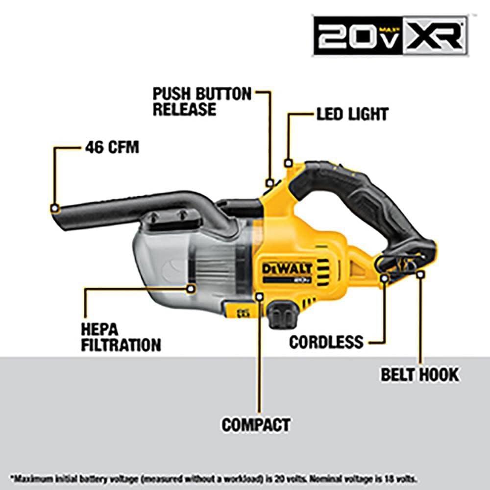 DEWALT 20V Cordless Vacuum Cleaner - Easy Empty Canister