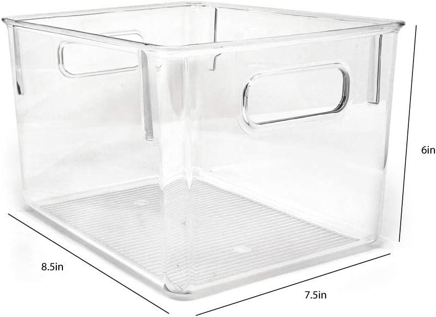 Isaac Jacobs 3-Pack Medium Clear Plastic Organizer Bins w/Handles, Food Safe, BPA Free