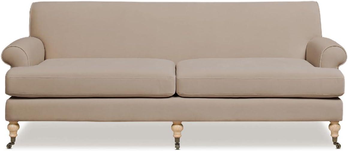 Mink Beige Velvet Lawson Sofa with Rolled Arms