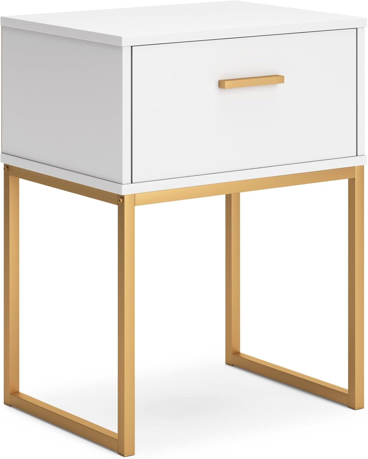 Signature Design by Ashley Socalle 1 Drawer Nightstand, White/Gold