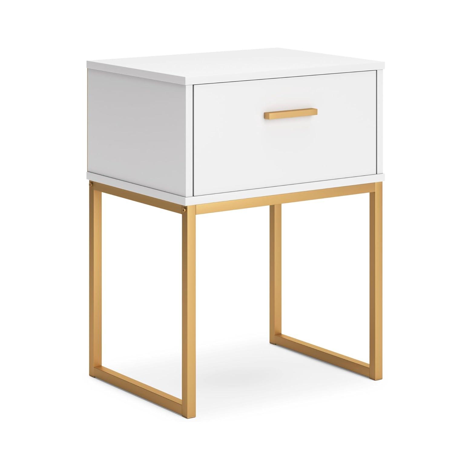 Signature Design by Ashley Socalle 1 Drawer Nightstand, White/Gold