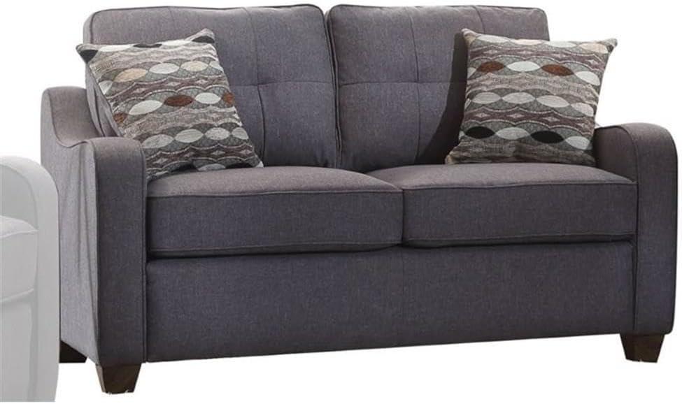 Acme Fabric Upholstered Wooden Loveseat with Tapered Feet, Gray- Saltoro Sherpi