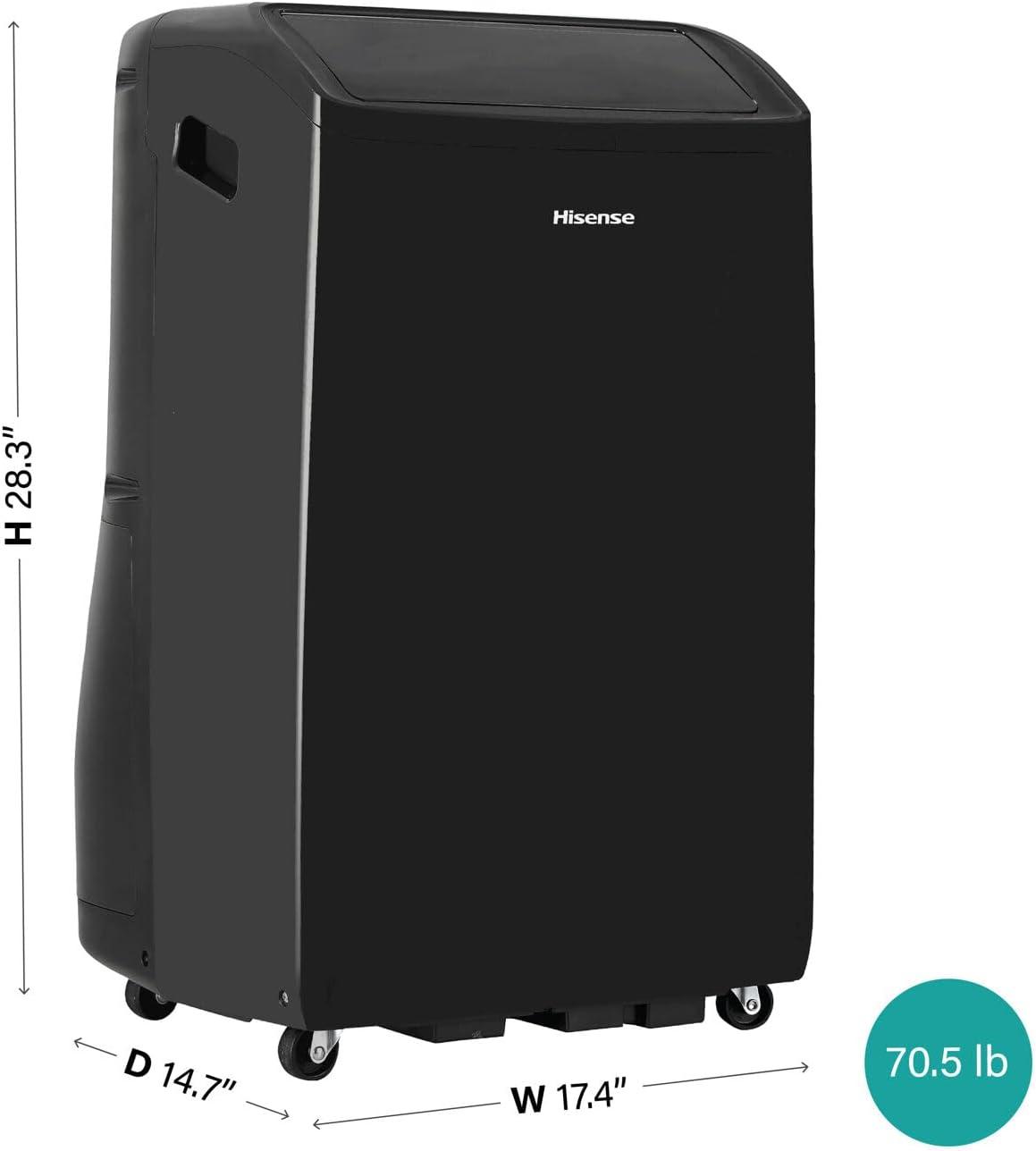 Hisense 10000 BTU Smart Portable Inverter Air Conditioner with Wi-fi and Remote Control: 300-500 sq. ft. Coverage, 3 Speeds