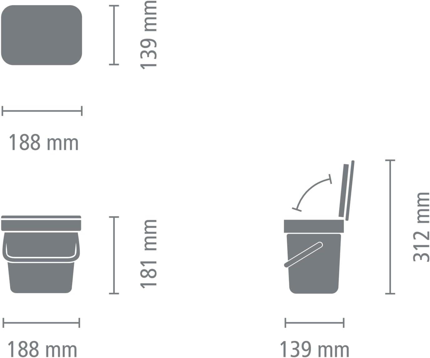 Jade Green Plastic Kitchen Compost Bin with Handle