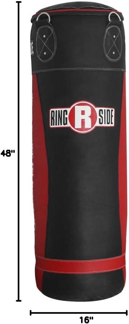 Ringside Large Leather Heavy Bag, Soft-Filled Punching Bag for Boxing, MMA, Includes Chain and Swivel, 16" x 48", 150 lbs