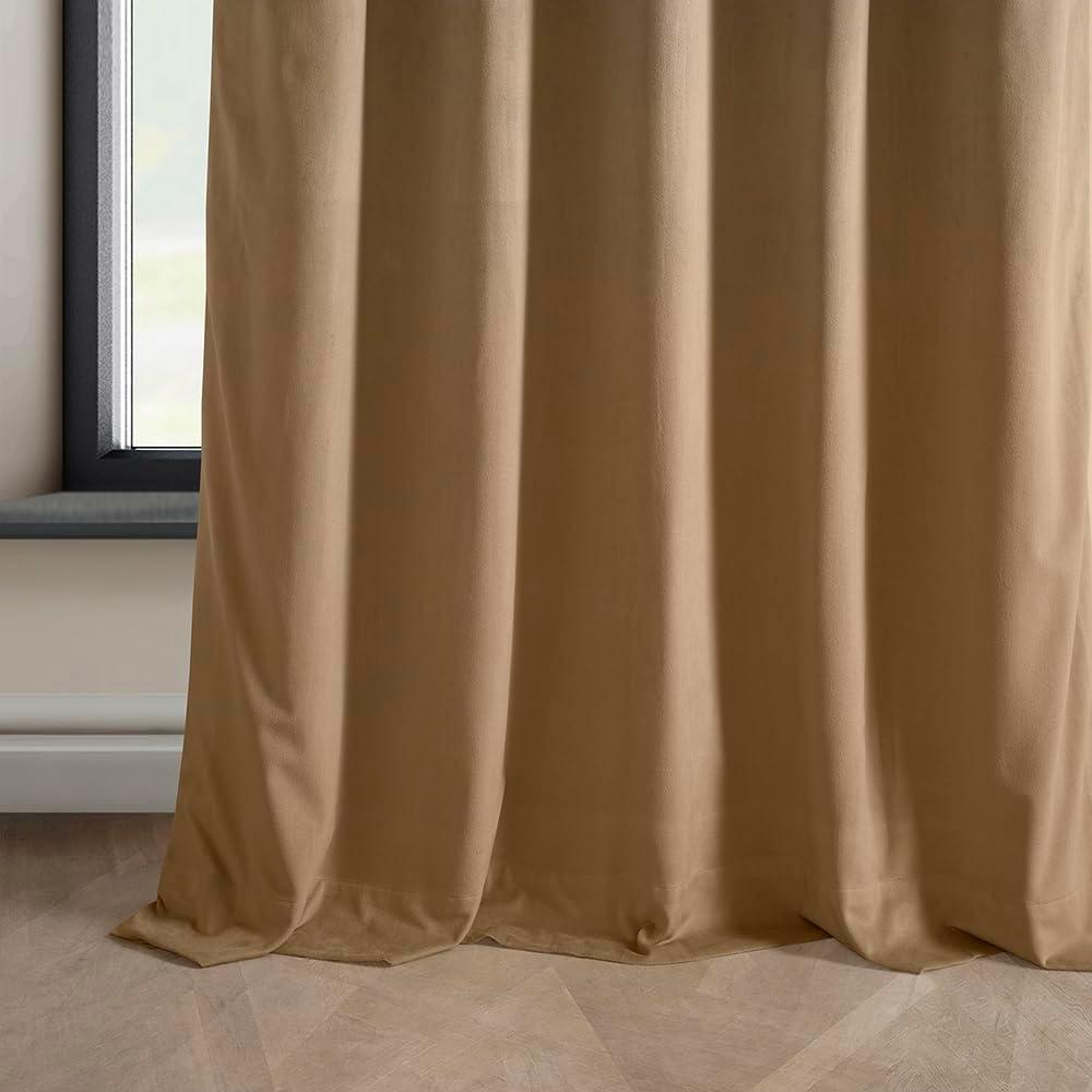 HPD Half Price Drapes Spiced Rum Heritage Plush Velvet Room Darkening Curtains for Bedroom & Living Room Curtains (1 Panel), Window Curtains 108 inches long, Rod Pocket Curtains & Drapes, 50W X 108L