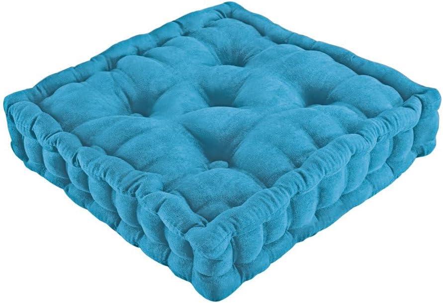 Blue Tufted Polyester Booster Seat Cushion with Handle