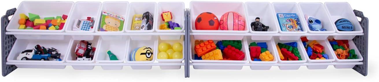 UNiPLAY Toy Organizer With 20 Removable Storage Bins and Block Play Panel, Multi-Size Bin Organizer