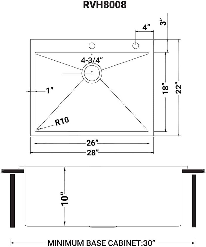 Ruvati 28-inch Drop-in Topmount 16 Gauge Stainless Steel Rounded Corners Kitchen Sink Single Bowl