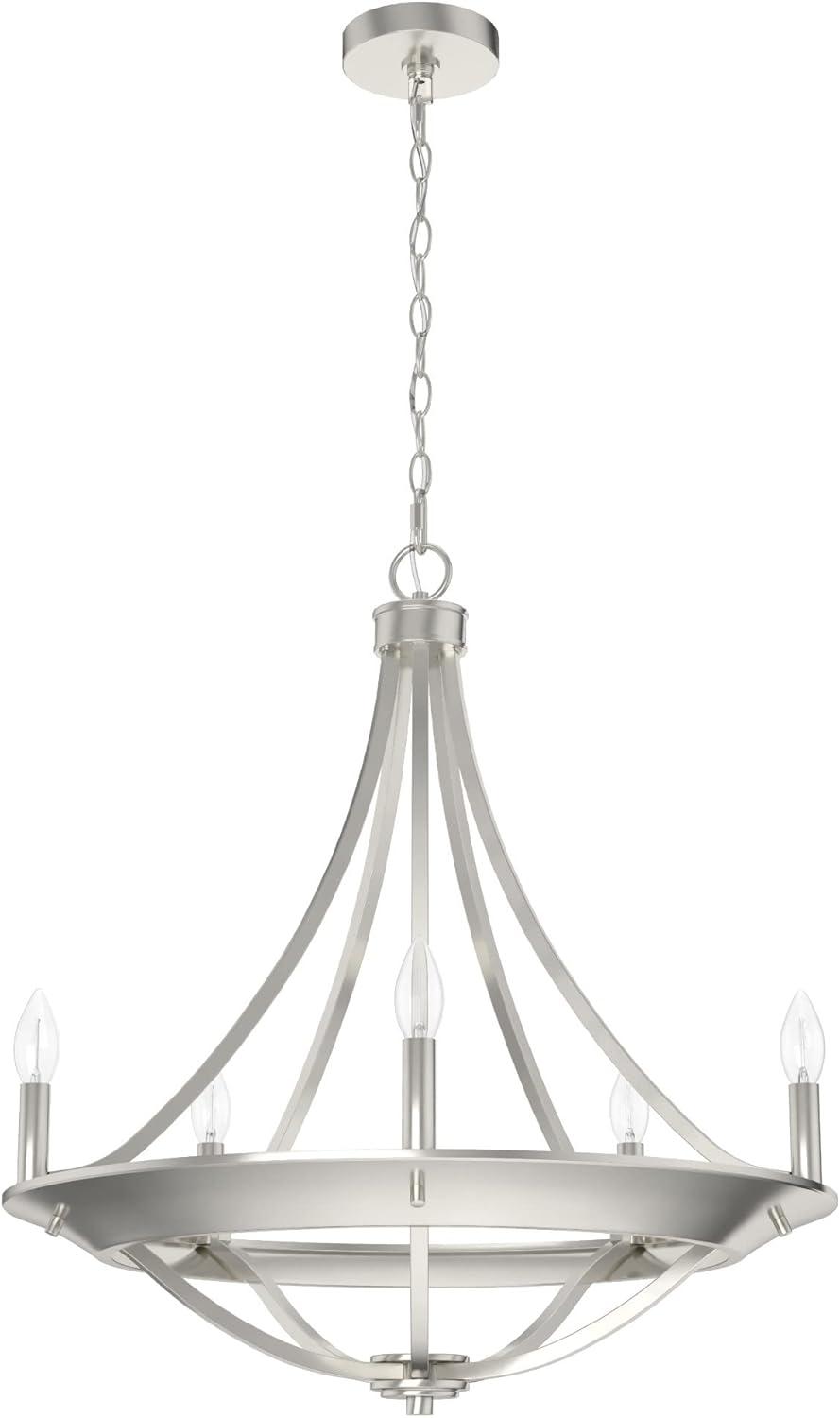 Hunter Perch Point Brushed Nickel 5 Light Chandelier Ceiling Light Fixture