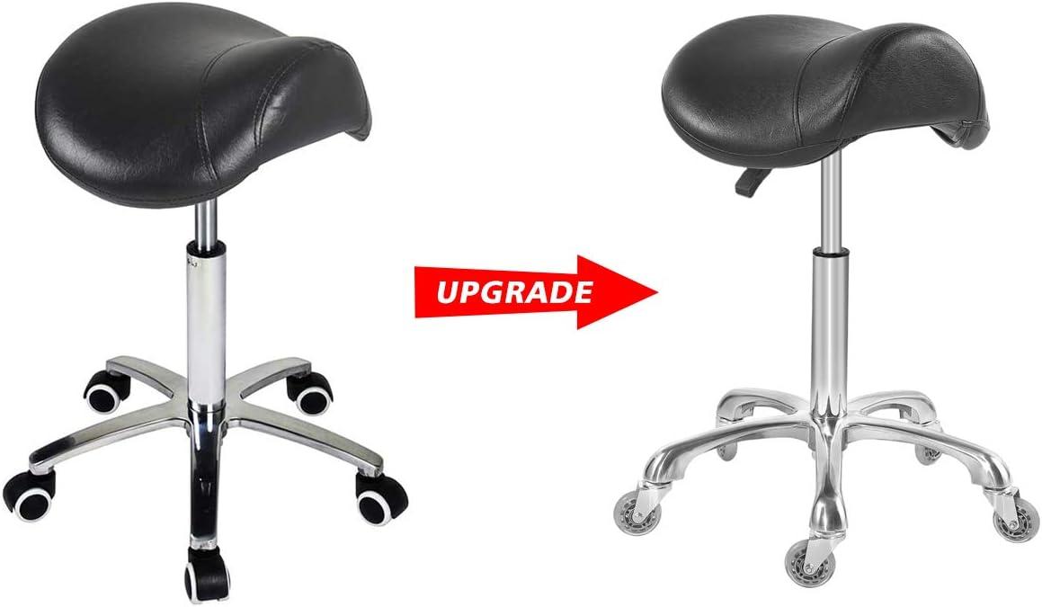 Antlu Saddle Stool Rolling Chair for Medical Massage Salon Kitchen Spa Drafting,Adjustable Hydraulic Stool with Wheels (Without Backrest, Black)