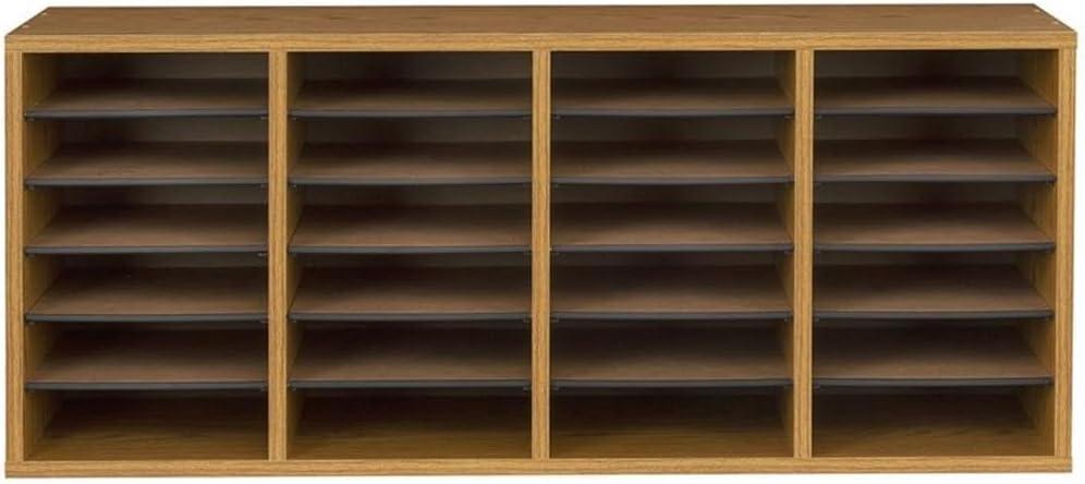 Scranton & Co Medium Oak 24 Compartment Wood Adjustable File Organizer