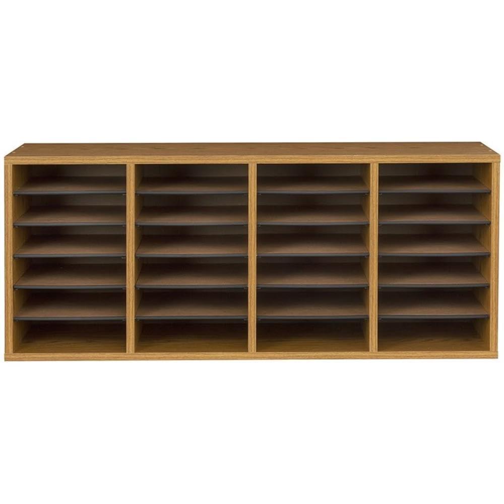 Scranton & Co Medium Oak 24 Compartment Wood Adjustable File Organizer