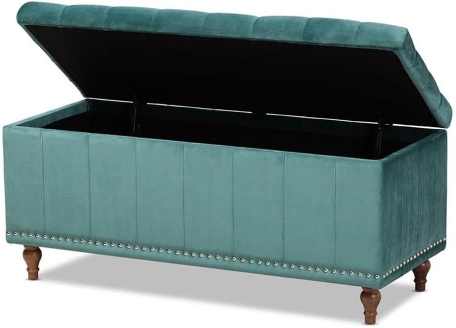 Kaylee Velvet Upholstered Button Tufted Ottoman Bench with Interior Storage - Baxton Studio