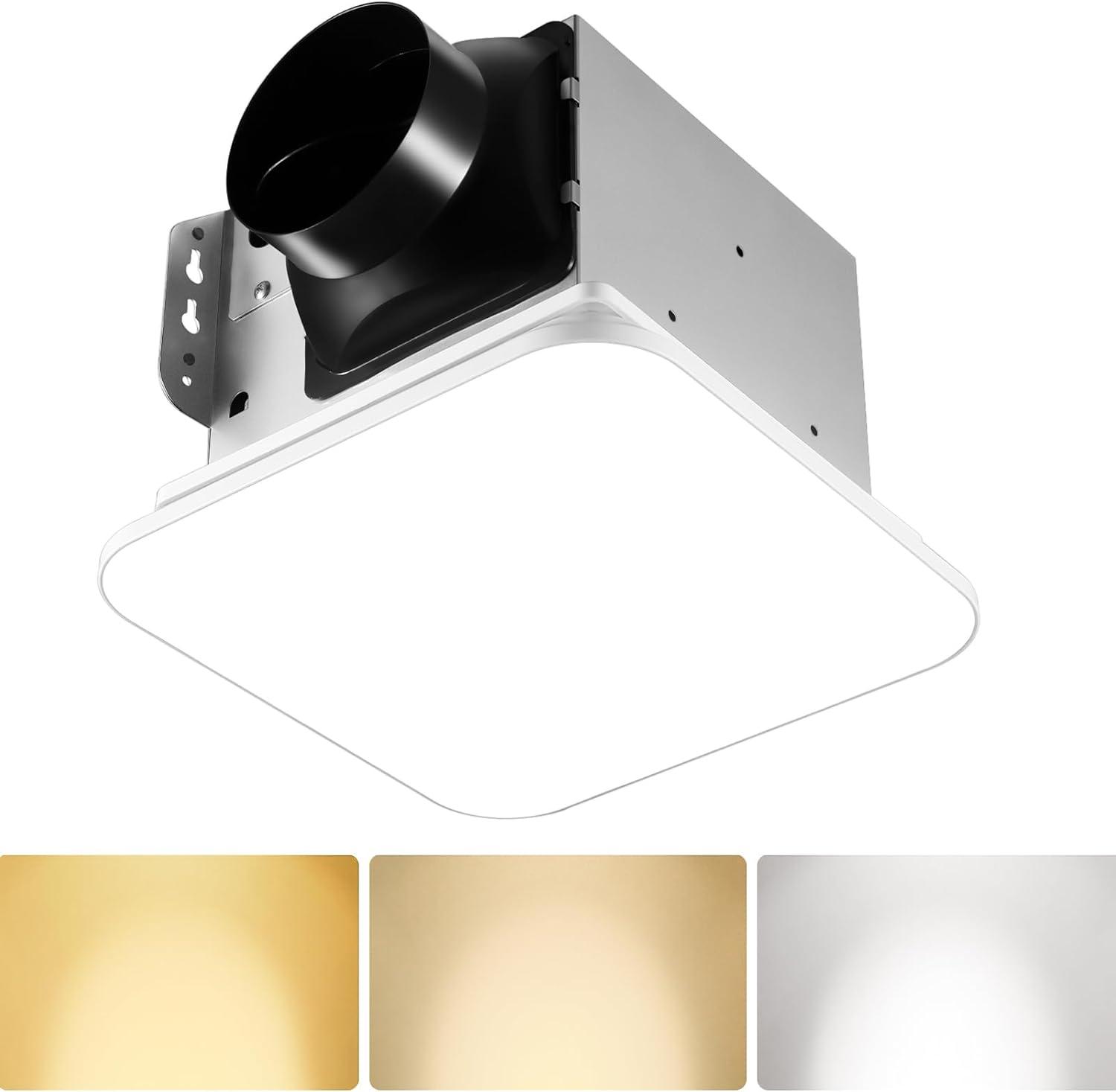 Bathroom Exhaust Fan with Light 110 CFM Quiet with Color Change, 3000K/4000K/5500K 1000LM Household Ventilation Fan Light Combo, Energy Saving Ceiling Mount Bathroom Extractor, Memory Function