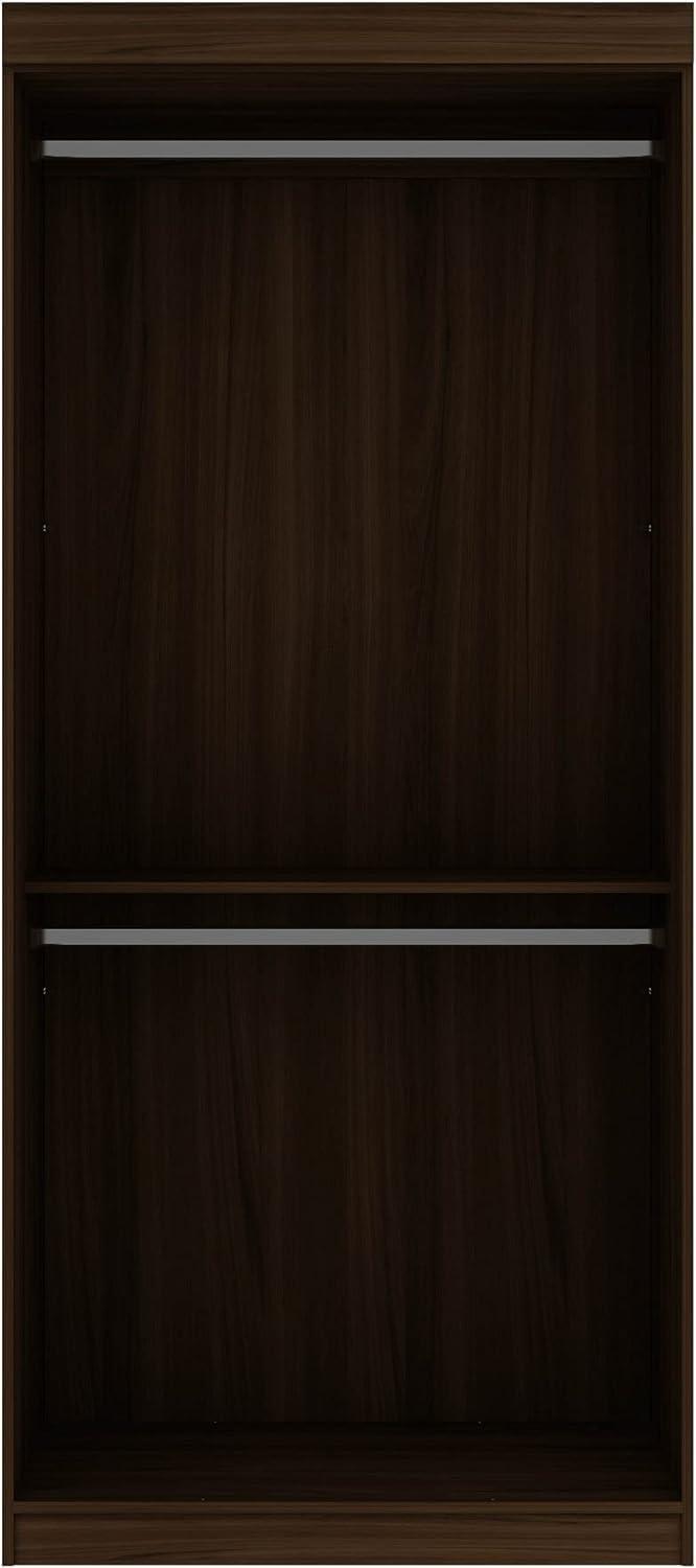 Manhattan Comfort Mulberry Double Hanging Wood Wardrobe Closet in Brown