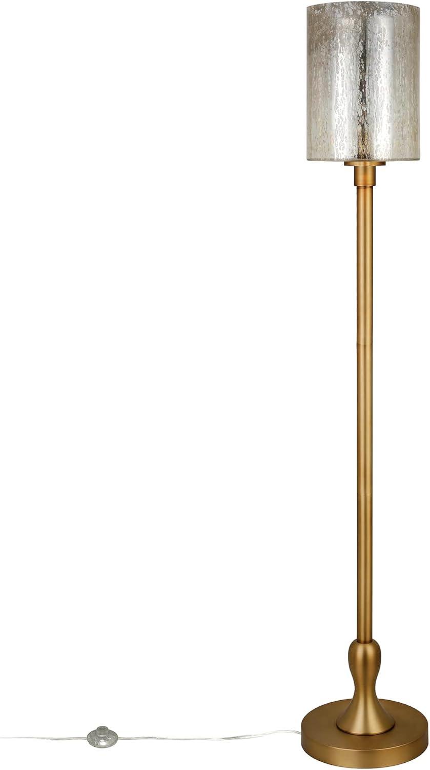Numit 68.75" Tall Floor Lamp with Glass Shade in Brass/Mercury Glass