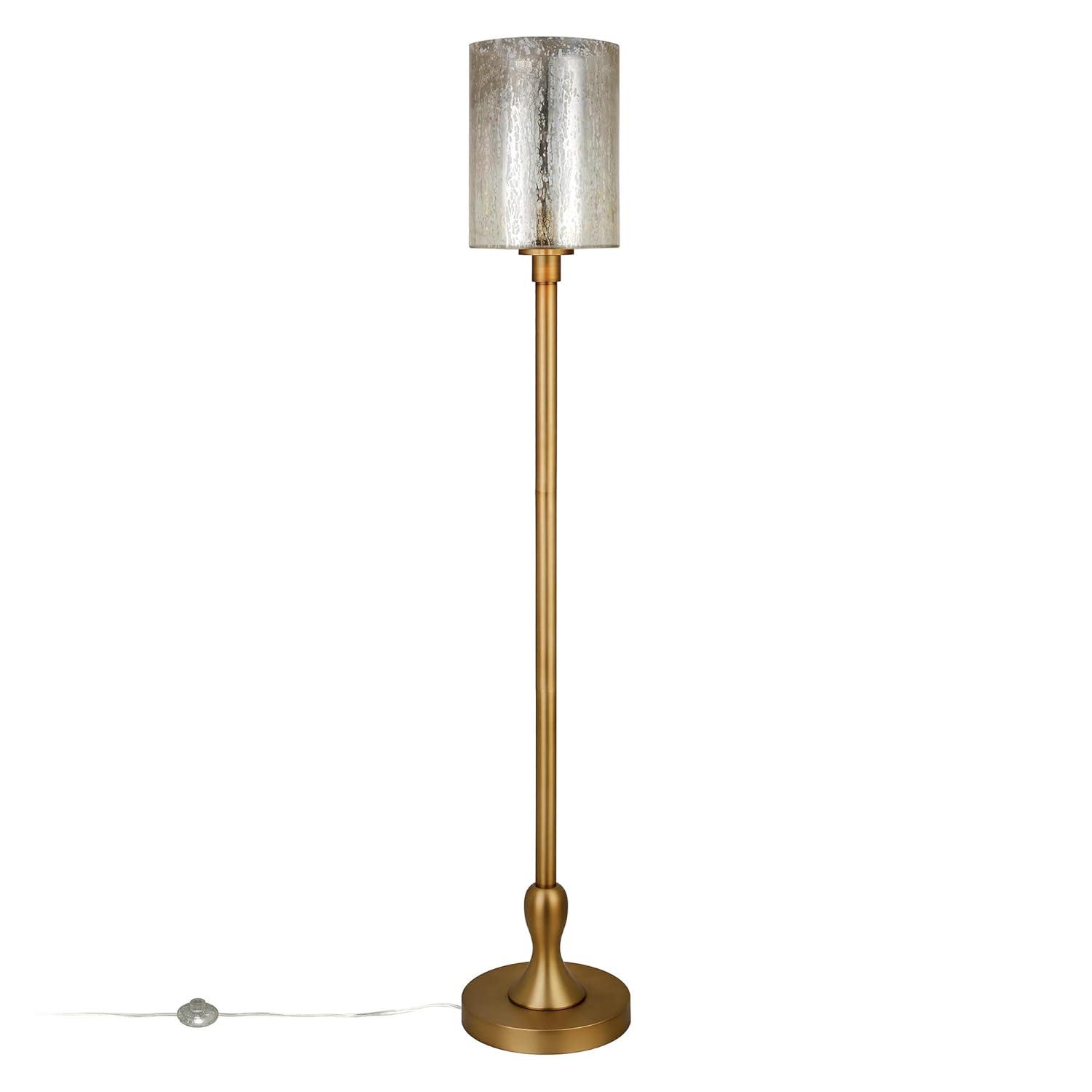 Numit 68.75" Tall Floor Lamp with Glass Shade in Brass/Mercury Glass