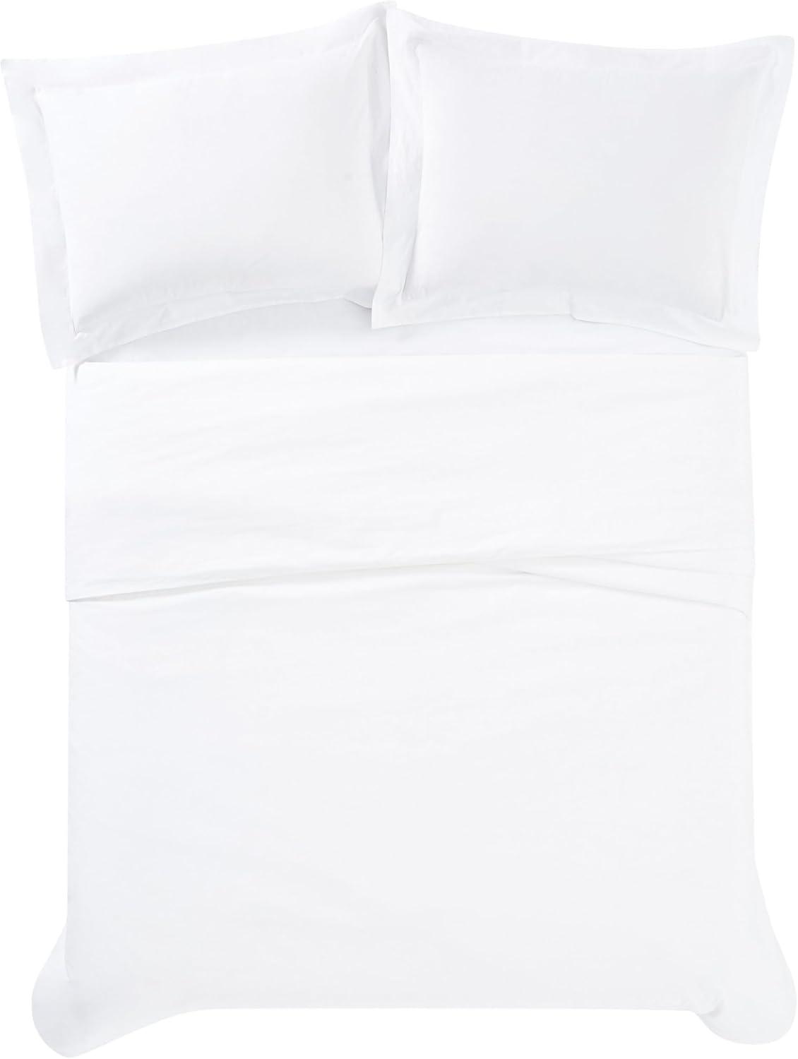 King Size White Cotton Percale 3 Piece Duvet Set