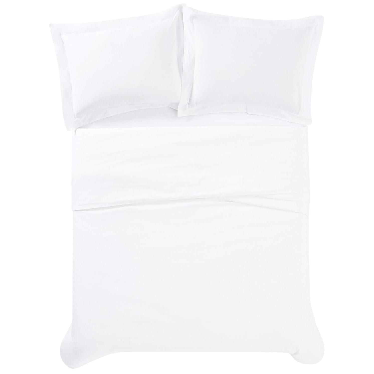 King Size White Cotton Percale 3 Piece Duvet Set