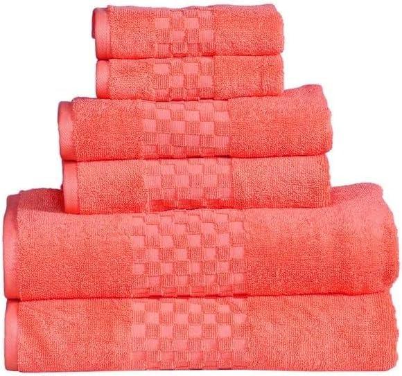 Coral Cotton 6-Piece Towel Set with Hand and Washcloths