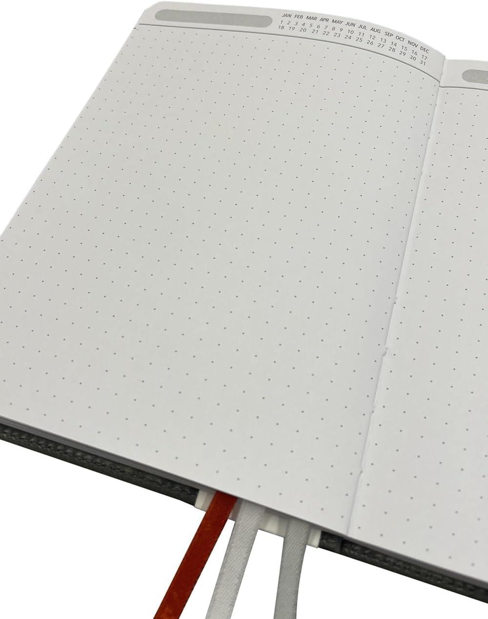 C.R. Gibson Black Leatherette Dot Grid Notebook Journal, 6'' W x 8.5'' L, 240 Pages, Bulleting Log (MJ127-20191A)