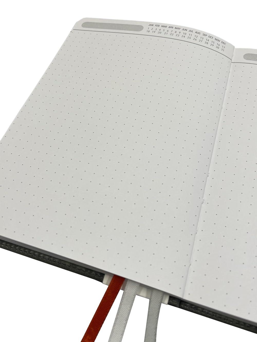 C.R. Gibson Black Leatherette Dot Grid Notebook Journal, 6'' W x 8.5'' L, 240 Pages, Bulleting Log (MJ127-20191A)