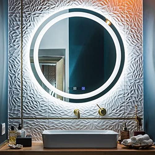 Round Lighted LED Bathroom and Vanity Mirror 28 inch with Anti Fog, Wall Mounted, Dimmer Touch Sensors by Fab Glass and Mirror