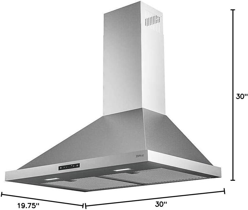 Zephyr Ombra 30" 600 CFM Wall Mount Range Hood with LED Lighting in Stainless Steel