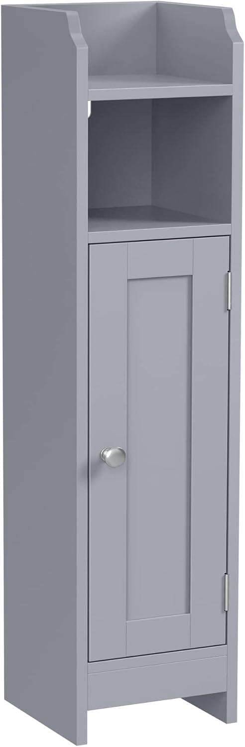 Mystic Gray MDF Narrow Bathroom Storage Cabinet with Adjustable Shelves