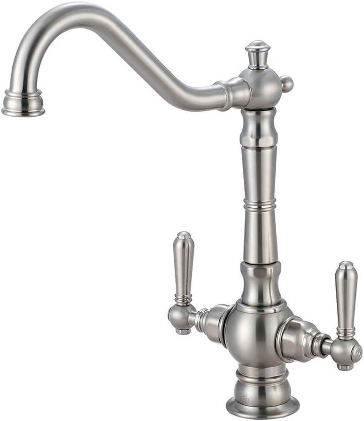 Brushed Nickel Two-Handle Kitchen Faucet with Swivel Spout