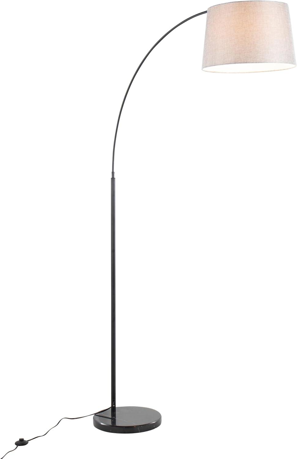 LumiSource March Contemporary Floor Lamp: Marble Base, Linen Drum Shade, UL Listed, 60W