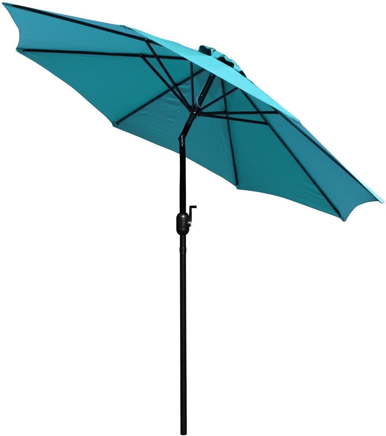 Flash Furniture Teal 9 FT Round Umbrella with 1.5" Diameter Aluminum Pole with Crank and Tilt Function