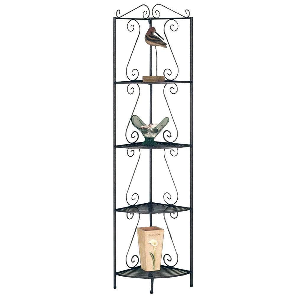 Monarch Specialties Bookshelf, Bookcase, Etagere, Corner, 4 Tier, 70"H, Office, Bedroom, Brown Metal
