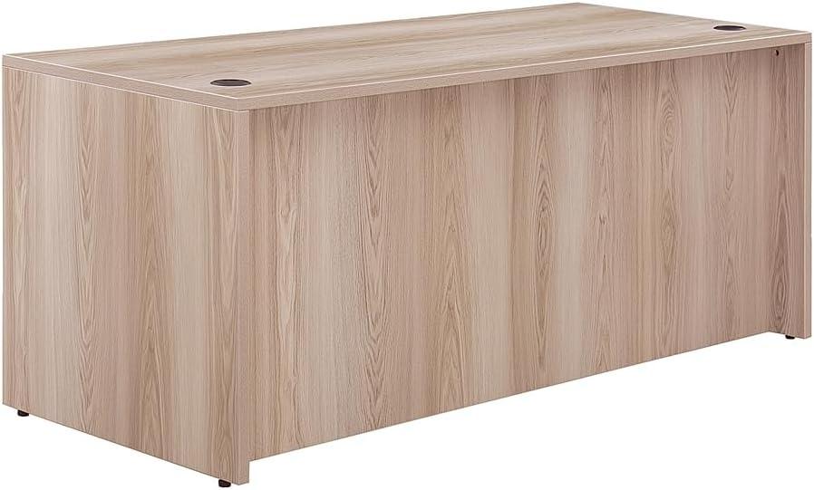 NBF At Work Double Pedestal Executive Office Desk with Storage and Drawers - 72"W, Gray