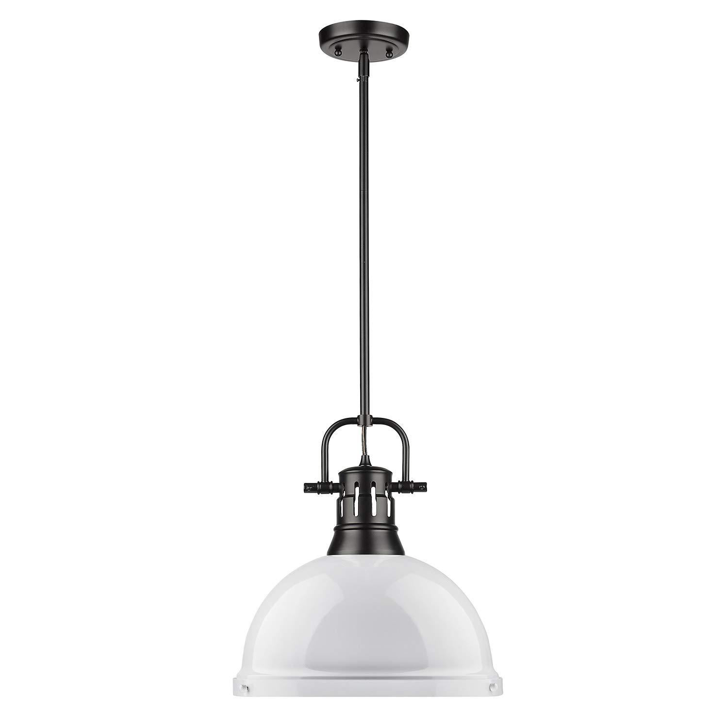 Golden Lighting Duncan 1-Light Large Pendant in Matte Black with White