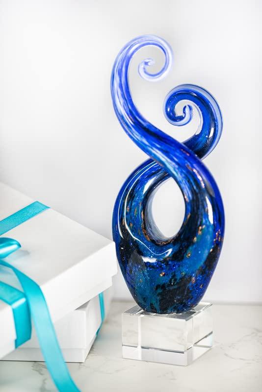 Monet Murano Style Art Glass Swirl Centerpiece on Crystal Base 10"