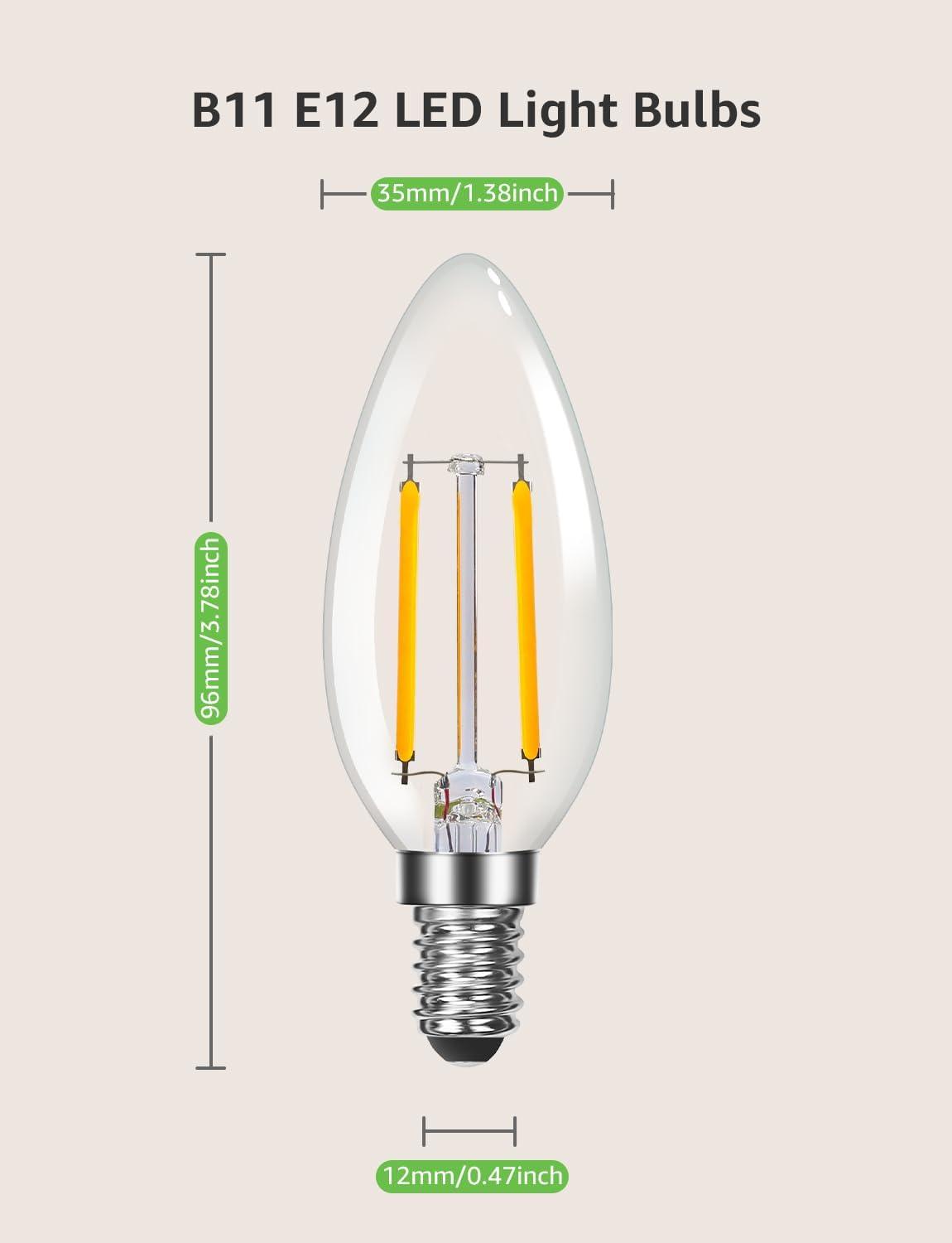 Dimmable Warm White LED Filament Chandelier Bulbs, 6-Pack