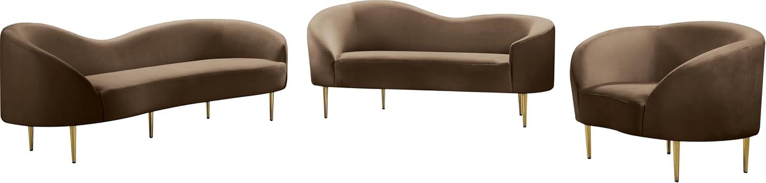 Meridian Furniture Ritz Brown Velvet Sofa