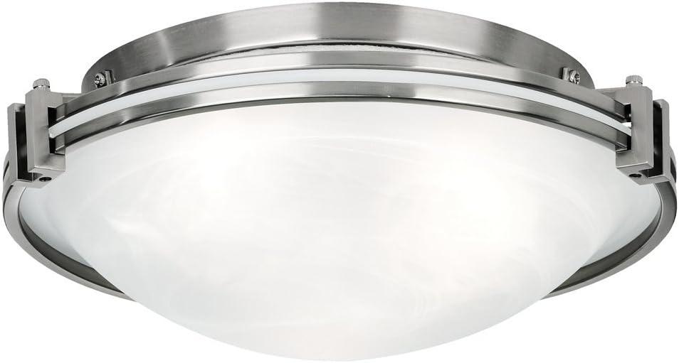 Contemporary Brushed Nickel 20" Ceiling Light with Marbleized Glass