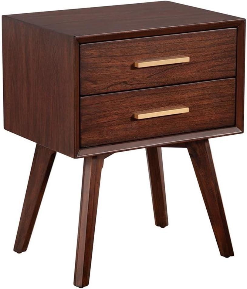 Alpine Furniture Gramercy 2 Drawer Wood Nightstand in Walnut (Brown)